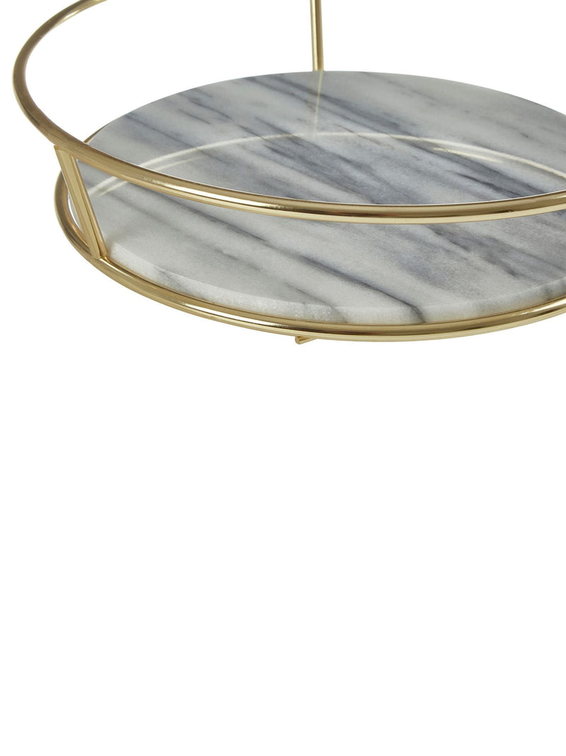 Interiors by Premier white marble and brass finish fruit basket 27cm wide, UK version