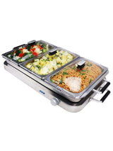 Next Callow Silver Premium Electric Buffet Warmer with 3 Serving Trays- Buy online at McGrocer