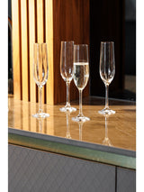 Next Mikasa Treviso Ribbed Crystal Champagne Flute Glasses Set of 4- Buy online at McGrocer