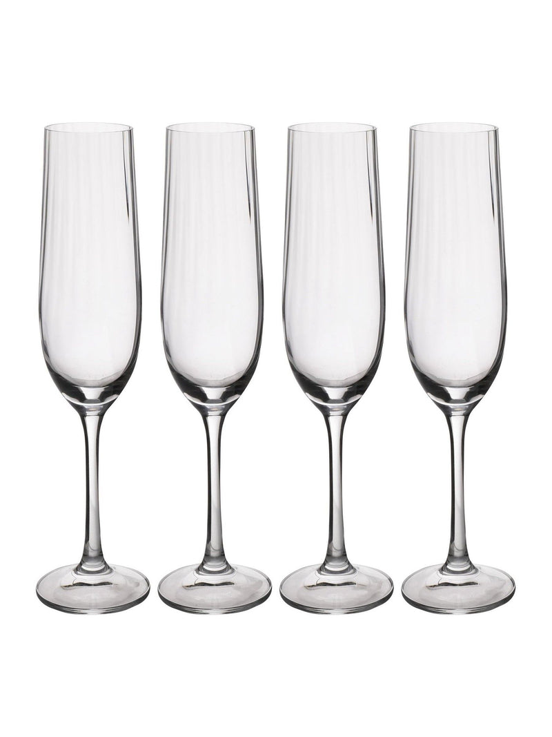 Mikasa Treviso ribbed crystal champagne flutes set of 4, imported from the UK