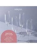 Mikasa Treviso ribbed crystal champagne flutes set of 4, imported from the UK