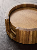 Natural stamford wooden coasters and holder set of 4 (British brand)