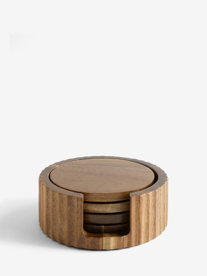 Natural stamford wooden coasters and holder set of 4 (British brand)