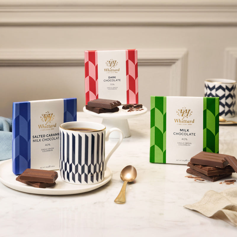 Whittard chocolate trio milk, salted caramel, dark (British brand)