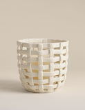 Basket Weave Ceramic Hurricane Candle Holder