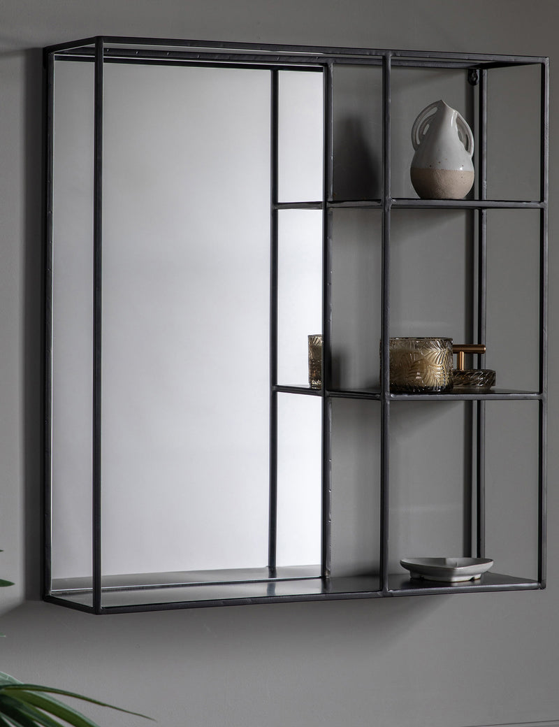 Bassan rectangular hanging mirror with shelf 60x65 cm - British product