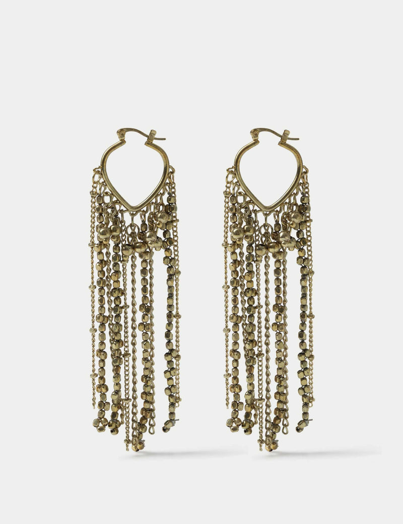 Beaded fringe drop hoop earrings (British brand)
