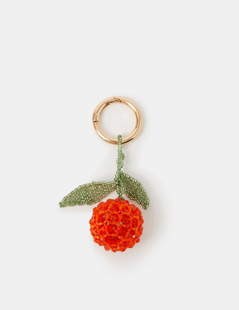 Accessorize beaded orange keyring with sparkly glass beads, imported from the UK