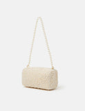 Accessorize beaded shoulder bag with faux pearls and pearl strap (British brand)
