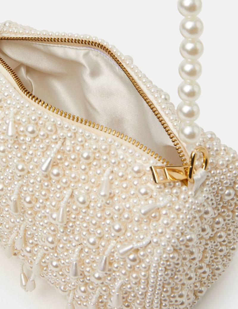 Accessorize beaded shoulder bag with faux pearls and pearl strap (British brand)