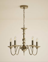 M&S Bethany 5-Light Antique Brass Chandelier- Buy online at McGrocer