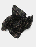 Black floral print synthetic scarf, imported from the UK