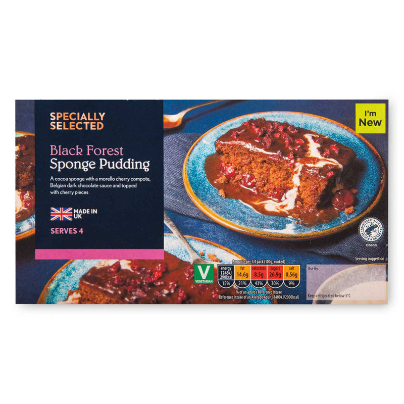 Black Forest sponge pudding, imported from the UK