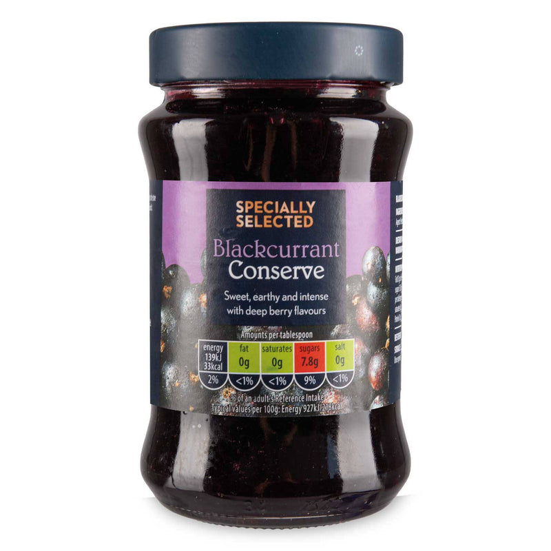 Blackcurrant conserve with 50% blackcurrants, UK version