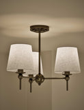 Blair flush ceiling light with three fabric shades 50cm - British product
