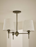 Blair flush ceiling light with three fabric shades 50cm - British product