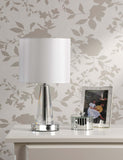 Laura Ashley Blake rechargeable table lamp with chrome base, UK version