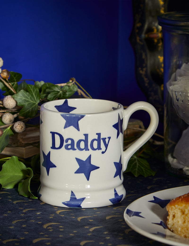 Emma Bridgewater Blue Star Daddy ceramic mug 284ml - British product
