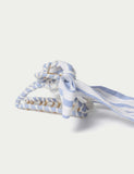 Blue and white stripe bow claw hair accessory, imported from the UK