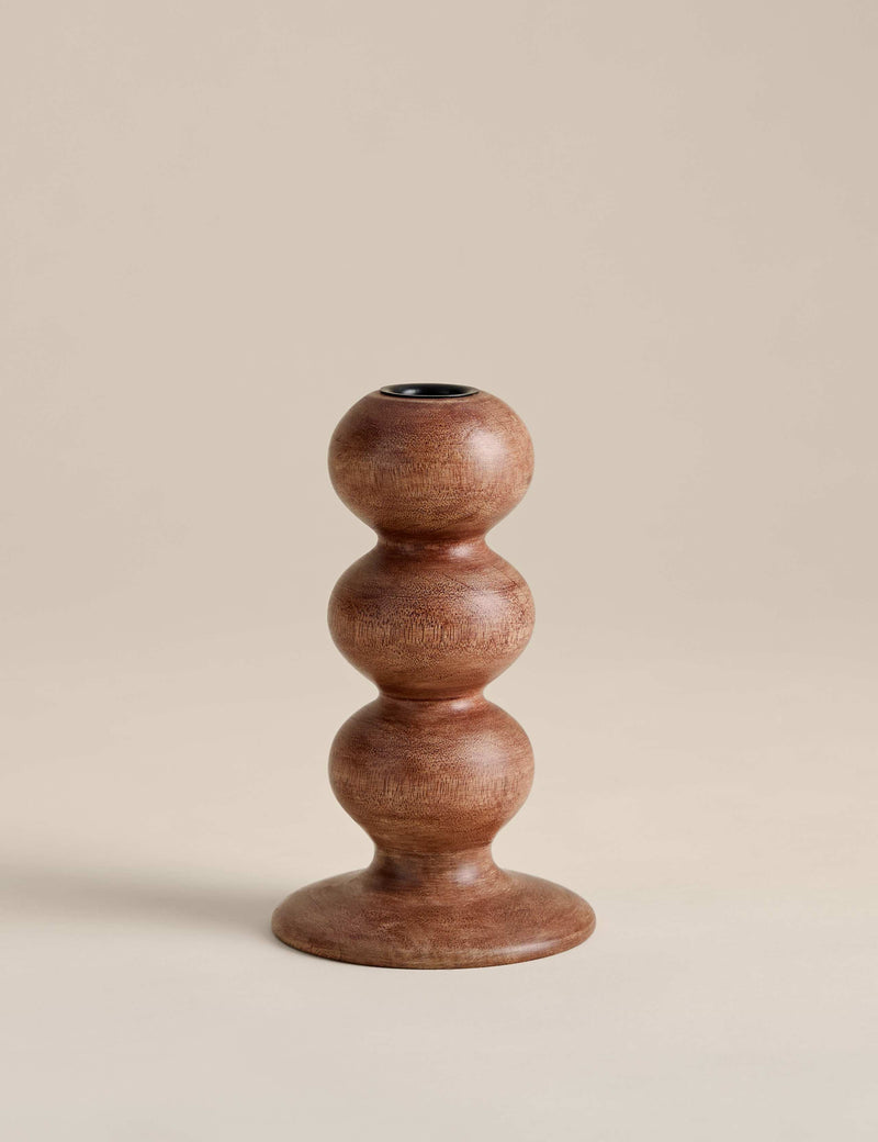 Bobbin wooden dinner candle holder - British product