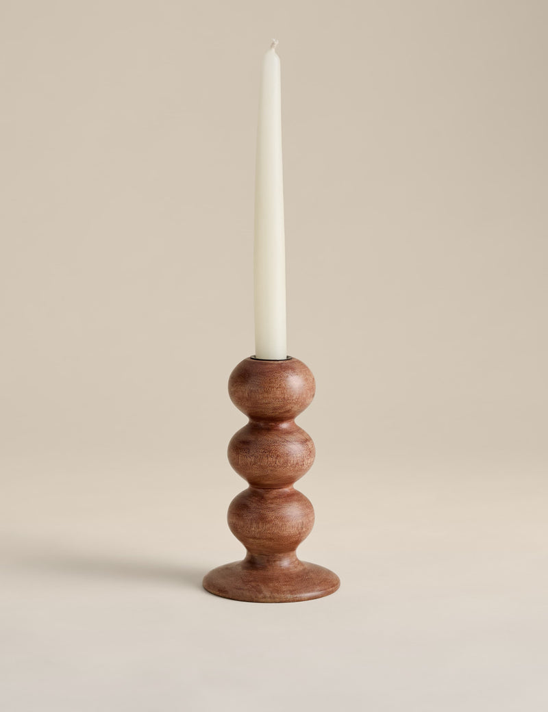 Bobbin wooden dinner candle holder - British product