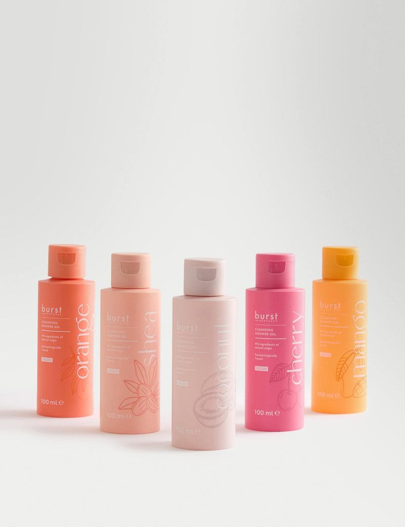 Burst Bodycare mixed shower gel set 5 x 100ml - British product