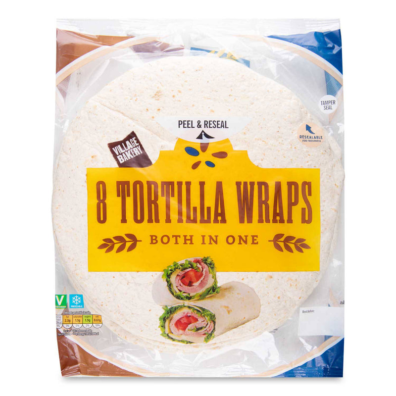 Tortilla wraps with wheat flour, free from sesame seeds (British brand)