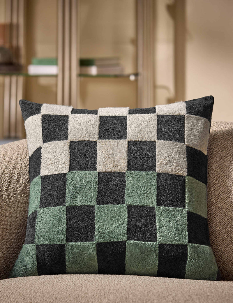 MADE bouclé checkerboard cushion 50cm, UK version