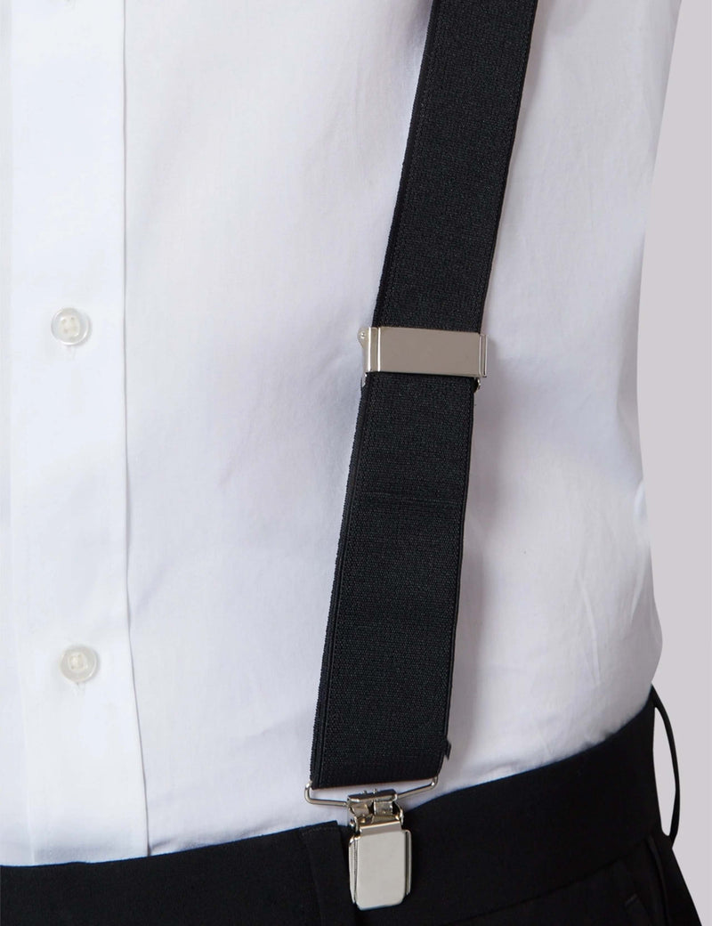 Moss black tie braces with clip-on straps, UK version