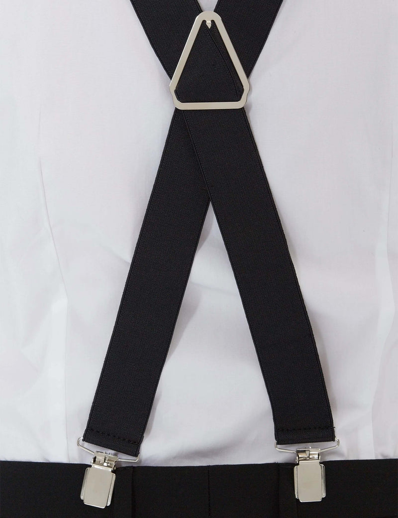Moss black tie braces with clip-on straps, UK version