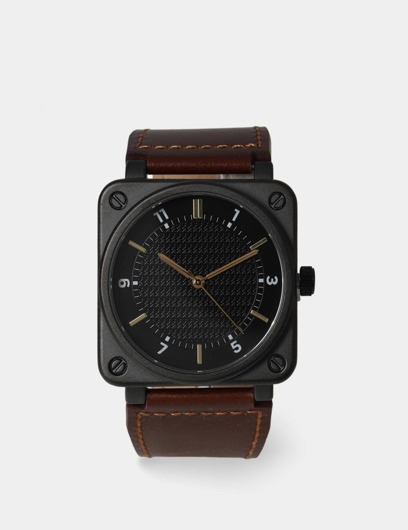 brown leather square watch - British product