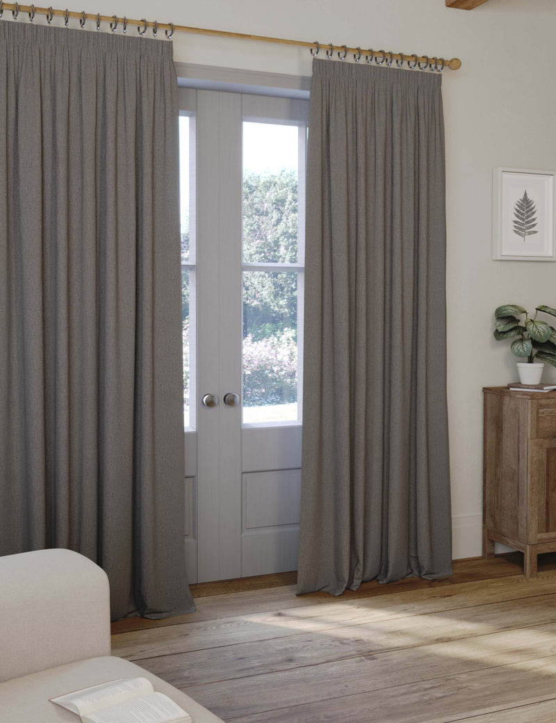 Brushed pencil pleat blackout thermal curtains - British product