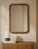 Burl wood veneer rectangular wall mirror 90cm x 60cm - British product