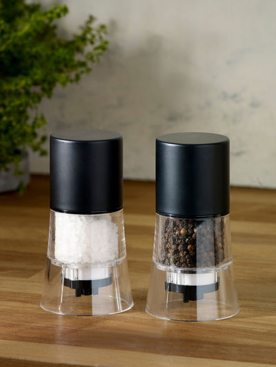 Schwarzes gefülltes Salz- und Pfeffermühlen-Set, 2 Stück
