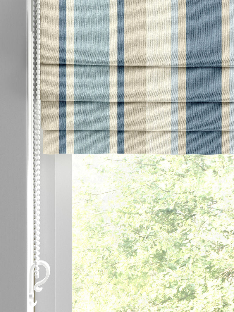 Laura Ashley blue awning stripe Roman blind, imported from the UK