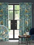 Teal tropical made to measure curtains - British product