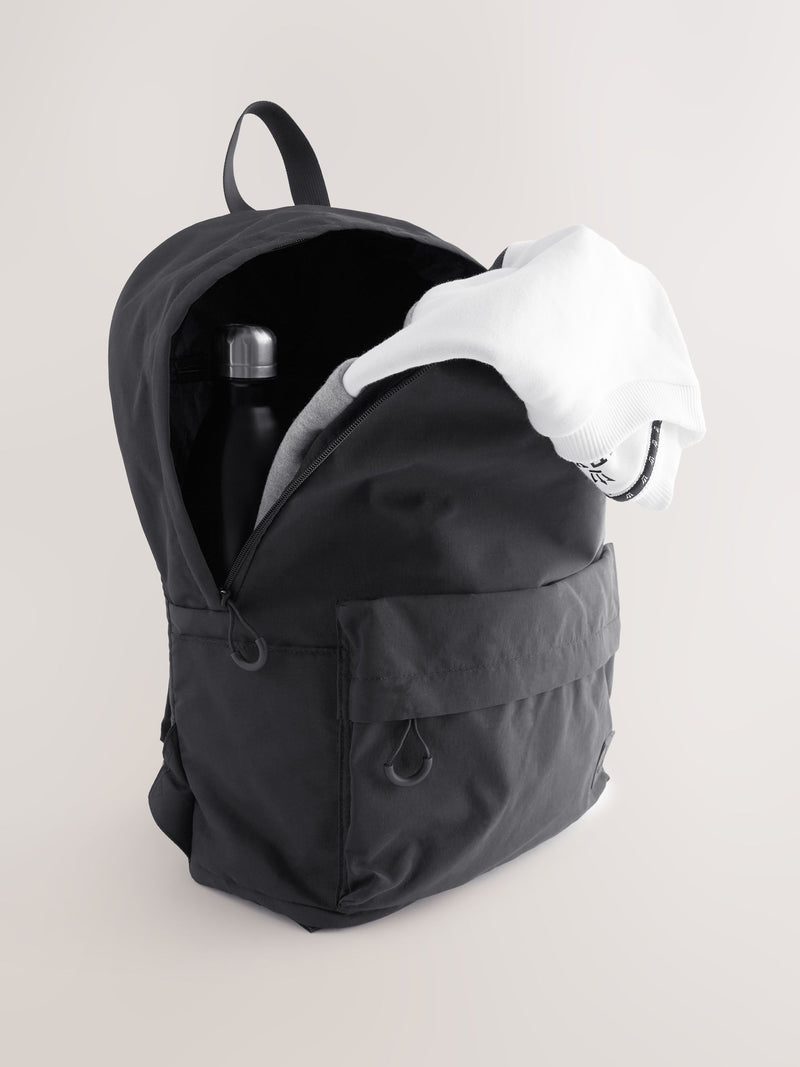 Black Core rucksack bag, nylon construction with multiple pockets - British product