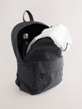 Black Core rucksack bag, nylon construction with multiple pockets - British product