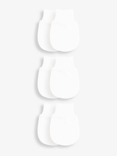 Next JoJo Maman Bébé White 3-Pack Baby Scratch Mitts- Buy online at McGrocer