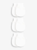 JoJo Maman Bébé white scratch mitts 3-pack, imported from the UK