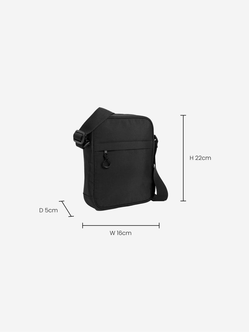 Black cross-body bag nylon zippered pockets UK version