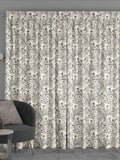 Grey Burley made to measure curtains with neutral branches and blue flowers - British product