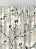 Grey Burley made to measure curtains with neutral branches and blue flowers - British product
