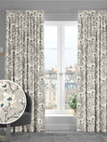 Grey Burley made to measure curtains with neutral branches and blue flowers - British product