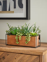 Next Green Artificial Succulent Garden Bronx Wood Trough Planter 22x13x29cm- Buy online at McGrocer