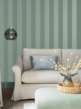 Next Laura Ashley Jade Green Lille Pearlescent Stripe Wallpaper 10m- Buy online at McGrocer