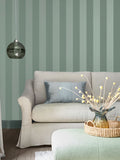 Laura Ashley Lille perlemorsstriper tapet jadegrønn 10m - Britisk produkt