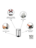 Brabantia Silver NewIcon Matt Steel Fingerprint Proof Pedal Bin 3L - British product