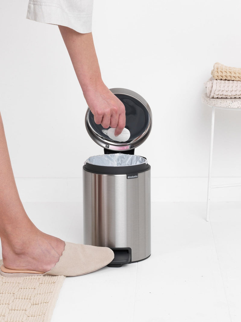 Brabantia Silver NewIcon Matt Steel Fingerprint Proof Pedal Bin 3L - British product