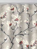 Red Burley made to measure curtains with red flowers - British product